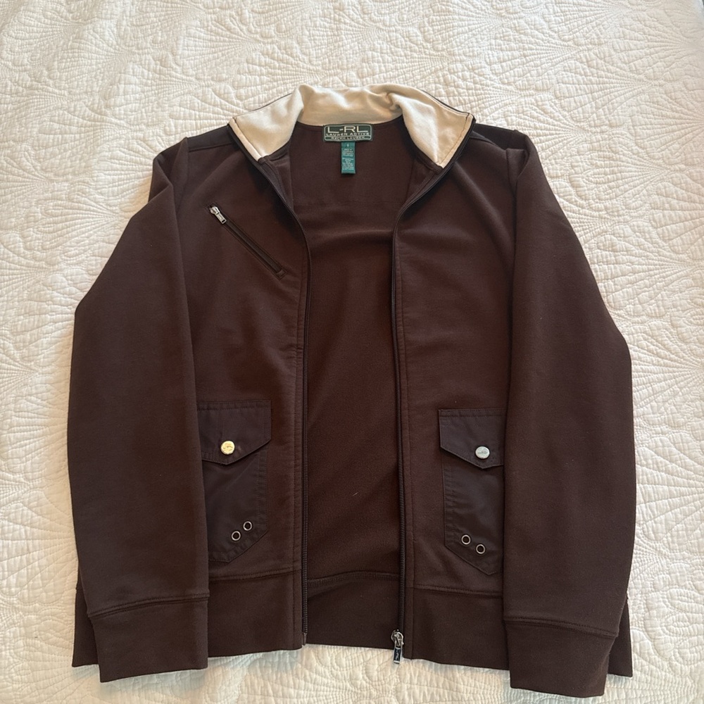 Ralph Lauren Brown Jacket with Cream Contrast Collar